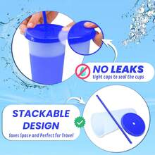 20 PCS 710 Ml Color-Changing Magic Cups With Lid And Reusable Straw, Multicolor Cups For Cold Drinks, Parties, Home And Office - Multicolor - View 4