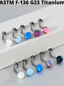 1 chiếc khuyên rốn bằng titan hình tròn đính đá opal, ren trong, kiểu dáng nổi, thời trang, đính đá zirconia, thích hợp cho cả nam và nữ. - Màu titan - Xem 5