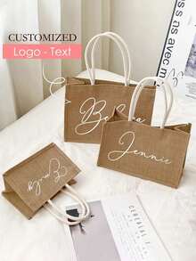 Bolsas de lona personalizadas para damas de honor, bolsas personalizadas para despedida de soltera, bolsas de regalo para fiestas de novias, recuerdos de boda, bolsa de playa, regalo personalizado, bolsa de maquillaje, accesorios de viaje multifuncionales, ahorro de espacio, exquisita letra, elegante, ordenada, casual, básica, regalos únicos para chicas, regalos ideales para ella, novia, familia, amigos para aniversarios, de gran capacidad, versátil, multiusos, colorida, linda, adorable, contratada, divertida, Kawaii, Y2K, minimalista, para ir y venir, vestimenta informal de negocios, personalizada, única, personalizada, regalos ideales para él, regalos ideales para ella, para vacaciones/al aire libre/excursiones/viajes/estadio/deportes/escalada, para negocios/ir y venir/trabajo/oficina, vacaciones - Caqui - Ver 1