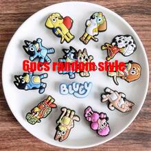 Bluey 12 piezas/6 piezas/1 pieza Divertidos dijes de colores con los personajes de Bluey, Bingo y amigos, perfectos para la decoración de la habitación, ideales para proyectos DIY, personalización creativa y regalos únicos para fans de Bluey, los regalos perfectos para fiestas (estilo aleatorio)