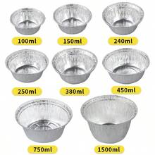 20pcs Silver Round Aluminum Foil Containers, Food Storage Baking Pans For Cooking, Heating, Storage, Outdoor Food Prep