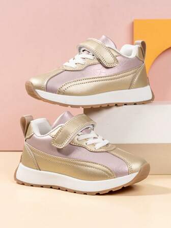 1 双复古风格拼色女童童鞋，简约百搭防滑耐用适合春、夏、秋、冬