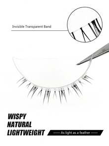 Asiteo 5 Pairs Lower Eyelashes With Transparent Stem Manga Natural Look Wispy Bottom Lashes, Lightweight Short Lashes Reusable DIY Cosplay Lashes