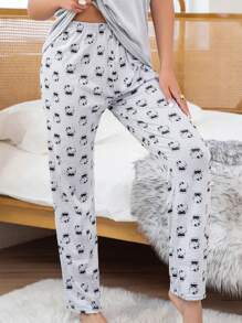 Sanrio Calça Longa Confortável e Larga com Estampa da Hello Kitty, Roupa de Estar em Casa/Calça de Pijama, Adequada para Todas as Estações, Outono