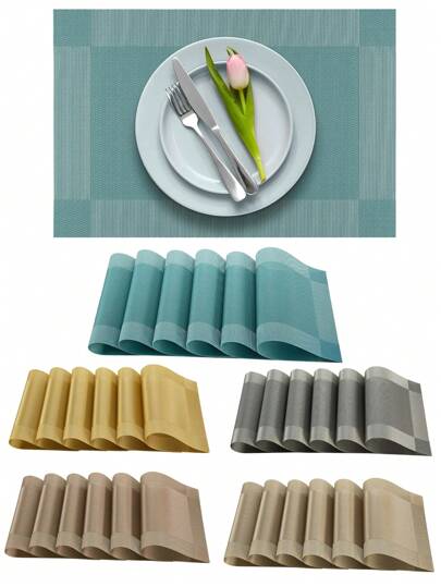 1-6pcs Washable Heat-Resistant PVC Placemats, Suitable For Dining Room, Dining Table Decor, Home Decor