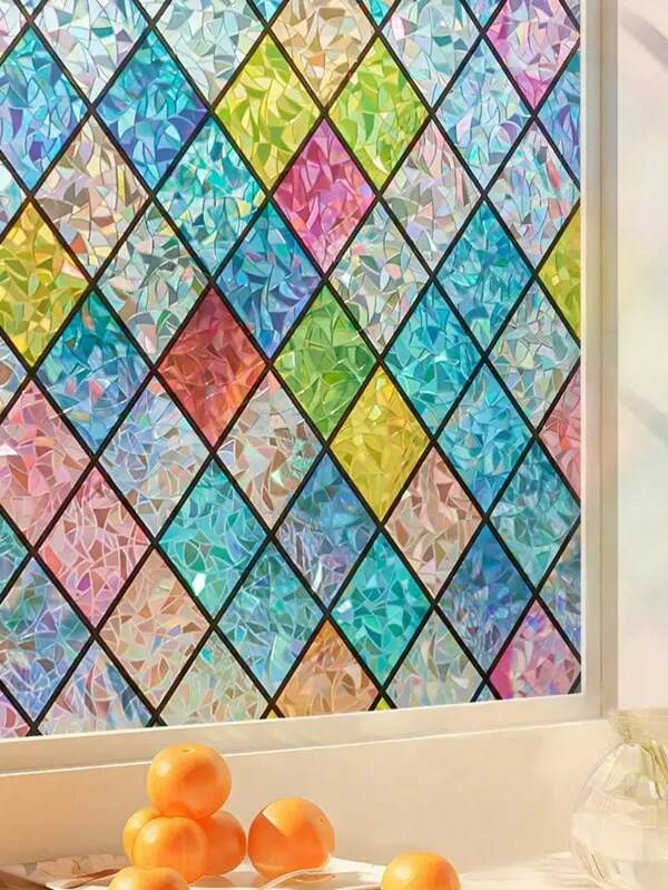 1 Roll Colorful Tulip Patterned Decorative Glass Film/Sticker