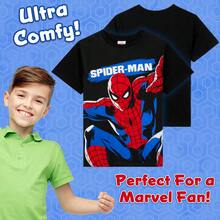 Marvel Spiderman Pyjama Short Sleeve PJ Set Soft Breathable Nightwear Loungewear Comfy Jammies Sleepwear Superhero Gift - Black - View 3