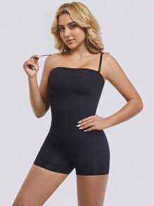 Body bandeau, lingerie gainante sans couture avec lift des hanches et contrôle du ventre, body unicolore