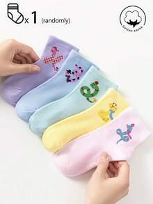 5/3/1 Pair Boys Girls Kids Socks Set - Candy Color Striped Solid With Bowknot/Heart/Graffiti Designs, Soft Breathable Cotton, Unisex Baby Toddler Teen Ankle/Mid-Calf Socks For School Sports Daily Wear, Short Socks/Crew Socks For Teenagers Students, 4-Season Black White Gray Multicolor Mix - Multicolor - View 8