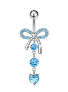 Blue Stainless Steel CZ Heart Dragon Butterfly Navel Belly Button Ring Piercing Jewelry For Women