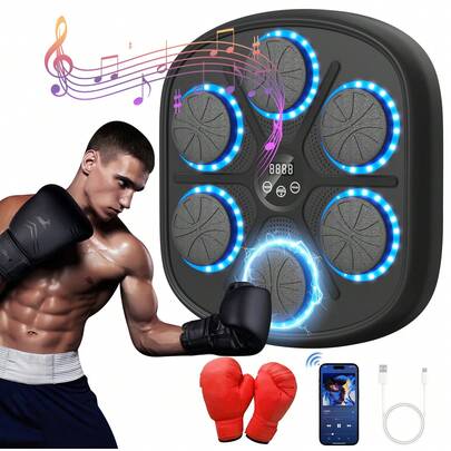 Revfit Music Boxing Machine mit LED-Lichtern, Bluetooth, 9 Geschwindigkeitsmodi & Zählmodus, Elektronische Boxmaschine für Kinder/Erwachsene, Musik-Boxen für Zuhause & Fitnessstudio