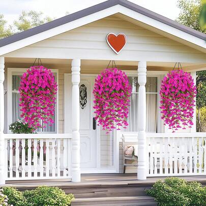 2pcs/4pcs/6pcs/8pcs Hanging Artificial Silk Flower Vine Eucalyptus Plant, UV-Resistant, Suitable For Wedding, Porch, Living Room, Office Wall, Yard, Bookshelf, Home Decor