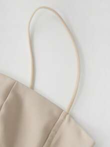 Women's Summer Fitted Cami Tops Solid Color Sleeveless Backless Cropped Going Out Tops - Apricot - View 6