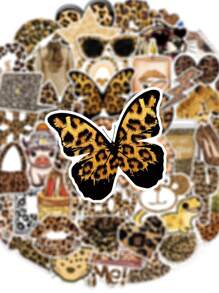 50 pezzi Adesivi vintage vintage a tema leopardato e graffiti, stile moda vintage, in materiale PVC impermeabile, adatti per decorazioni di caschi, auto, feste, etichette, adesivi autoadesivi, utilizzabili per scrapbooking, computer portatile, bagagli, chitarra, bottiglie d acqua, cover per telefono, decorazioni moda urbana giovanile, per il ritorno a scuola, stagione di laurea