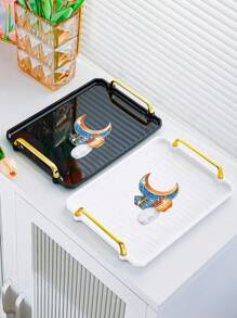 1 pièce Plateau de service en plastique thème céleste avec design de phare et de lune - idéal pour placer le thé, les desserts et les amuse-gueules dans la cuisine, la salle à manger ou le salon - parfait pour les mariages, les anniversaires et les cadeaux, plateau décoratif, vaisselle unique, traiteur, fêtes