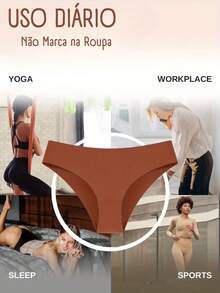 Kit 5 Seamless Panties Women's Lingerie Laser Cut Does Not Mark Clothes - Assorted Colors - 彩色 - 查看 3
