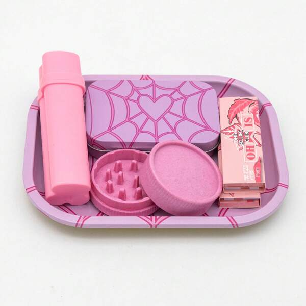 Ensemble d'accessoires pour fumeurs, comprenant un cendrier, une boîte de rangement, un broyeur à deux étages, des papiers aromatisés à double couche de 78 mm, convenant pour la maison, les fêtes, les rassemblements. Excellent cadeau pour les fumeurs pour leur anniversaire, les fêtes, Noël