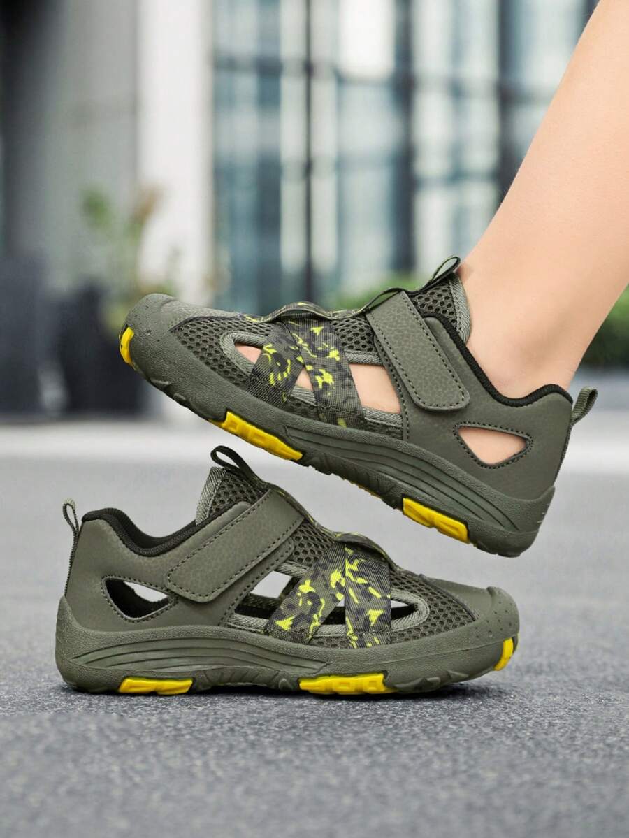 Sandalias deportivas para niños, sandalias de playa con punta cerrada y transpirables. Adecuadas para uso diario, deportes, ocio y caminar en la playa - Verde militar - Ver 1