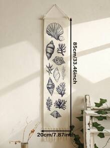 1Pc Nautical Seashell Tapestry Wall Hanging With Tassels – Coastal Beach Theme Coral Starfish Shell Banner For Bathroom Bedroom Living Room, Ocean Marine Vintage Wall Decor For Summer Coastal Cottage