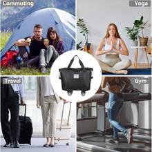 Foldable Travel Bag, Expandable Duffel Bag Suitcase, Detachable Rolling Wheels, Carry-On Large Duffel Bag, Luggage Bag, Suit Gym, Camping Or Business Trip,Travel Bag Carry On,Bag Travel,Bolsa De Viaje,Beach Tote Bag(Black) - 黑色 - 查看 7