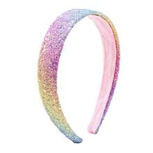 1/10pcs New Glitter Wide-Banded Headband, Colorful Gradient Top Knot Headband, Sweet Headpiece Suitable For Daily Commute, Work, School