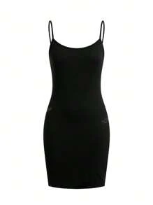 Abito da donna alla moda con spalline a bretella, vestibilità slim, adatto come indumento esterno o lingerie, stile casual
