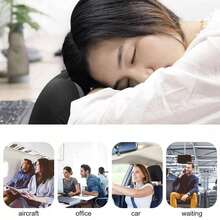 Memory Foam Travel Pillow Neck Support Cushion Without Carry Bag Ear Plugs Mask - Gray - View 3