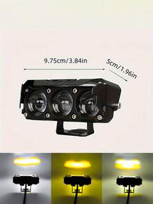 GLANBERT 2pcs-Pack Motorcycle LED Dual Color Mini Lens Lights With Switch Work Auxiliary Lights Hi/ Lo Beam Car Working LIghts Projector Lights For Cars SUV UTV - Multicolor - View 6