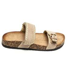 Sandals And Semelle Effet Liège Avec Brides Doubles And Boucle Réglable – Style Bohème Décontracté - Khaki - View 2