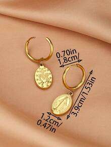 1 Pair Vintage Stainless Steel Virgin Mary Pendant Earrings, Gold-Color Religious Figure Earrings Suitable For Women's Daily Wear And Gifts, Gift Box Is Just A Photo Prop - Multicolor - View 6