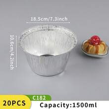 20pcs Silver Round Aluminum Foil Containers, Food Storage Baking Pans For Cooking, Heating, Storage, Outdoor Food Prep