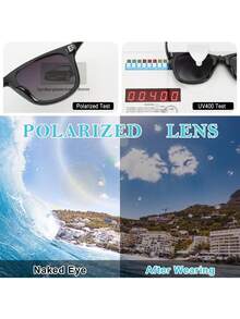 Classic Sunglasses For Women Polarized Driving Anti-Glare UV Protection For Summer Beach Vacation,Outdoor,Travel - A4 Black Frame/Blue Mirrored Polarized Lens - View 3