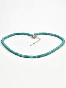 Collar gargantilla minimalista de color turquesa azul, joyería elegante para uso diario de mujer - Azul - Ver 10