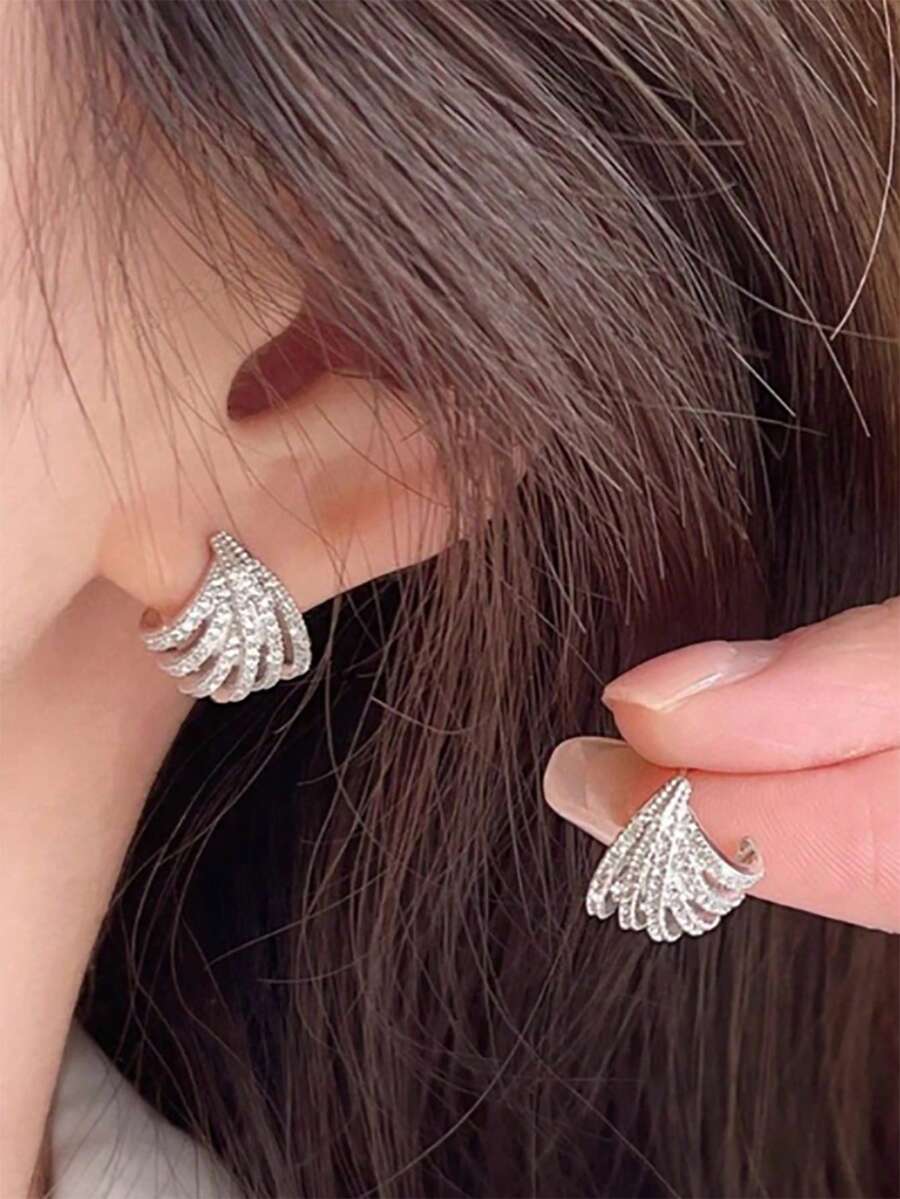 1 par de pendientes de clavos de circonita cúbica bonitos para mujer, para bodas, compromiso, aniversario, joyería, Día de la Madre, regalo - 1# - Ver 1