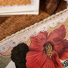 1 卷蕾丝 PET 胶带 - 蕾丝系列蕾丝边文具材料可重复使用贴纸 DIY 装饰和纸胶带适用于剪贴簿返校