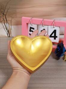 1pc Resin Gold Heart Decor Jewelry/Cosmetic Tray Organizersummer Storage Organizer Gift - Multicolor - View 4