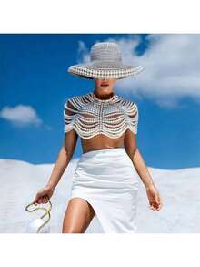 1pc Multi-Layer Tassel Shoulder Chain, Handmade Beaded Pearl Shawl, Elegant & Sexy Body Chain Jewelry Accessory For Women Everyday Wear - Top Chain Shawl - View 12