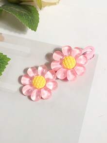 1pc New Flower Design Children Hair Clip, Transparent Macaron 8-Petal Flower Hair Pin, Decorative Headwear For Girls