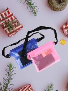 1pc Outdoor Sports Large Waterproof Phone Bag, Cross-Body Waterproof Waist Pouch, PVC Floating Waterproof Transparent Touch Screen Phone Bag