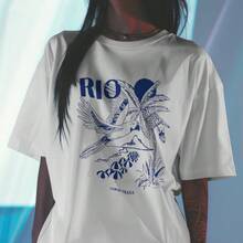 Rio De Janeiro Copacabana T Shirt Women's Macaw T Shirt - Cream - View 2