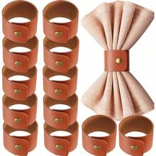 12 PCS Leather Napkin Rings Vintage Buckle Napkin Holder For Table Decor, Wedding, Fall Dinner Party Thanksgiving Day Table Napkin Ring Ornaments Classic Brown Leather Napkin Rings