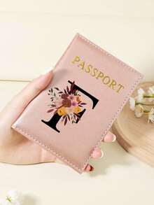 1pc A-Z 26 Letters Fashionable Letter Print Stylish Burgundy Passport Cover, Premium PU Leather Passport Wallet With Multi-Card Pockets For Credit Cards, Boarding Passes, And IDs Graduation - Burgundy - View 164