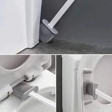 Escova Sanitária Para Limpar Vaso Privada Silicone Com Suporte Banheiro - Aleatória - Visão 3