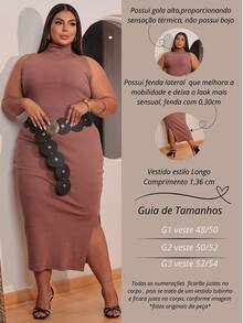 Women's Plus Size Long Dress With Side Slit And Premium Ribbed Rib - 巧克力棕 - 查看 2