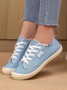 Lightweight & Comfortable Plain Color Preppy College Style Lace Up Flat Soft Bottom Simple Leisure Shoes For Women, Suitable For Spring And Summer, European And American Style