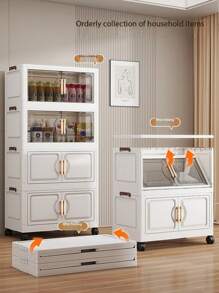 1pc 48cm/18.9in - 60cm/23.6in Wide Storage Cabinet, Foldable Storage Box, Home Living Room Toy Cabinet Organizer, Snack Cabinet, Kitchen Storage Cabinet, Christmas Gift, Storage Box, Under Bed Storage