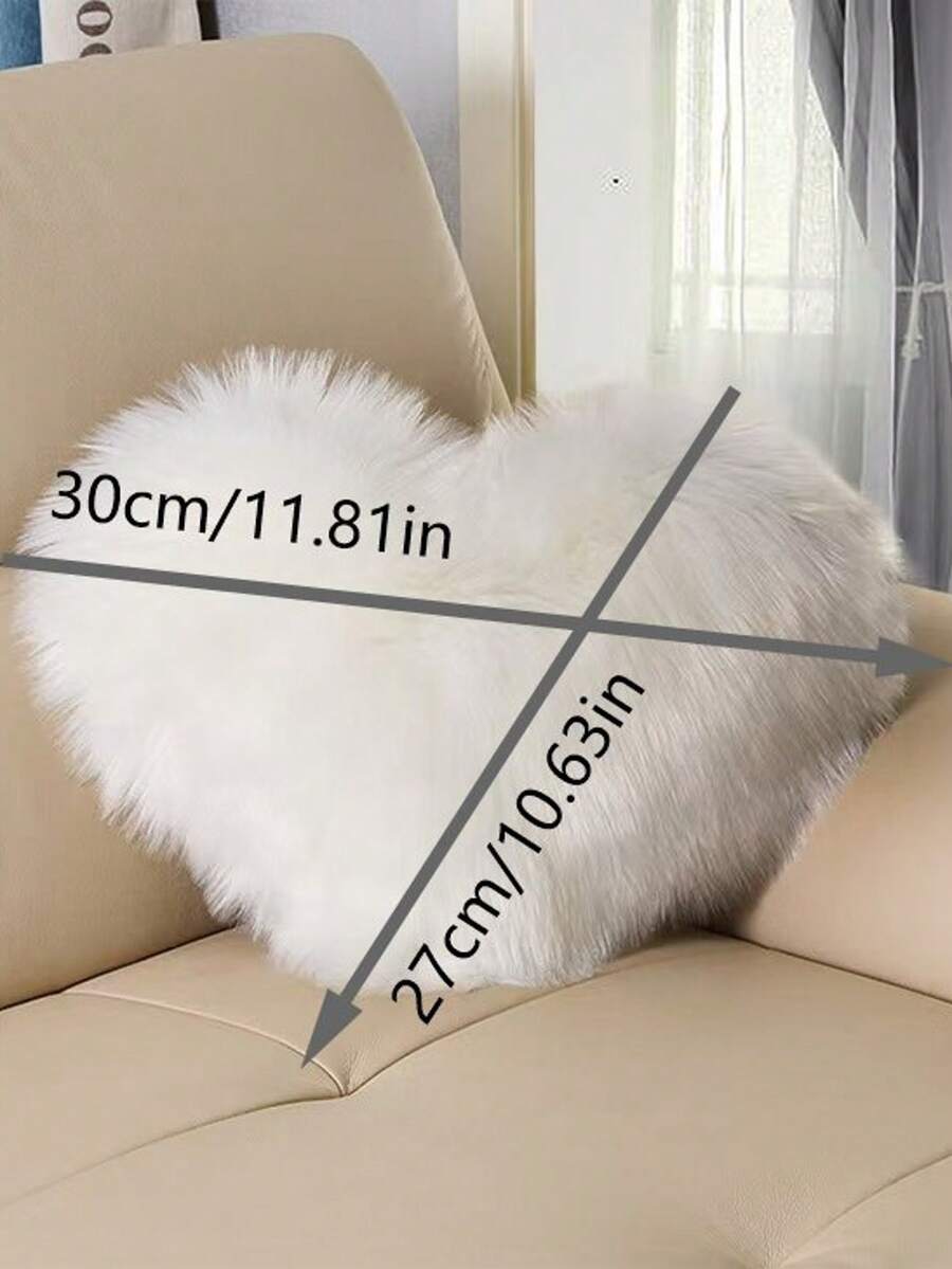 1 CÁI Gối nhung hình trái tim mini, Phòng ngủ, Trang trí, Ghế sofa, Gối tựa lưng ô tô, Đệm bên trong - trắng - Xem 1