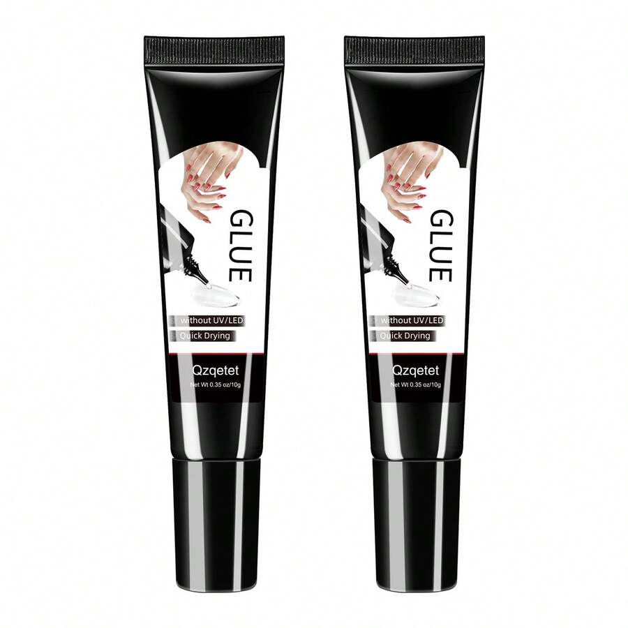 New Upgrade Quick Dry 10gx2 Semi-Solid Nail Glue Gel For Press On Nails - Strong Clear Acrylic Nail Sheets Solid Gel Nail Glue For False Nails Soft Gel Nail Sheets Solid Hard Gel For Manicure DIY Home Without UV Lamp - 無色 - 查看 1