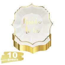 10pcs/30pcs 7-Inch Bride Gift Dessert Paper Plates, Gold Foil Scalloped Edge Disposable Cake Plates, Suitable For Engagement Party, Bridal Shower And Wedding - Bride - View 9