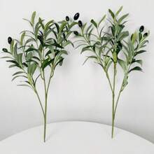 1 buc ramură de măslin artificială, aranjament floral pentru decorarea casei, frunze verzi cu fructe, decor pentru camera de zi, umplutură pentru vaze DIY, verdeață în ghiveci, consumabile pentru evenimente și festivaluri, plante artificiale